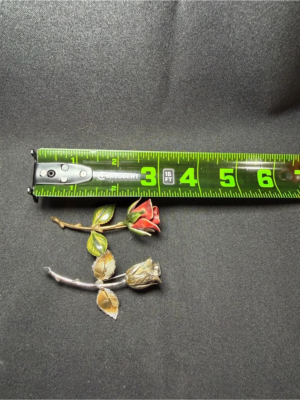 Lot Of 2 Rose Brooches, Enameled And Gold Silver Tone Unsigned